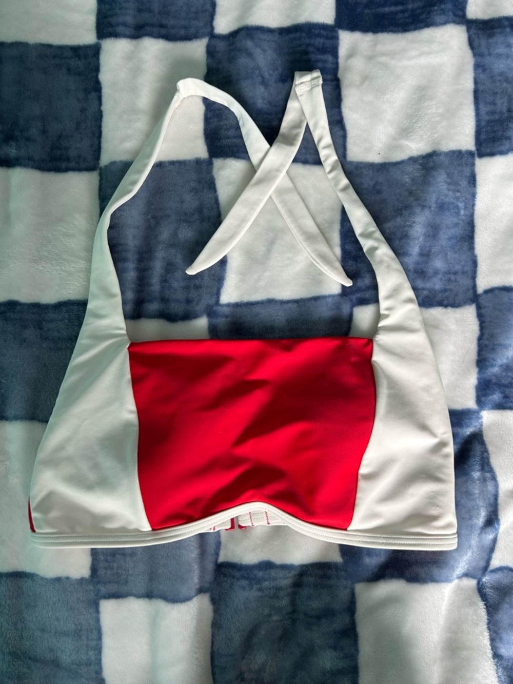 Old Navy White and Red Halter Bikini Top